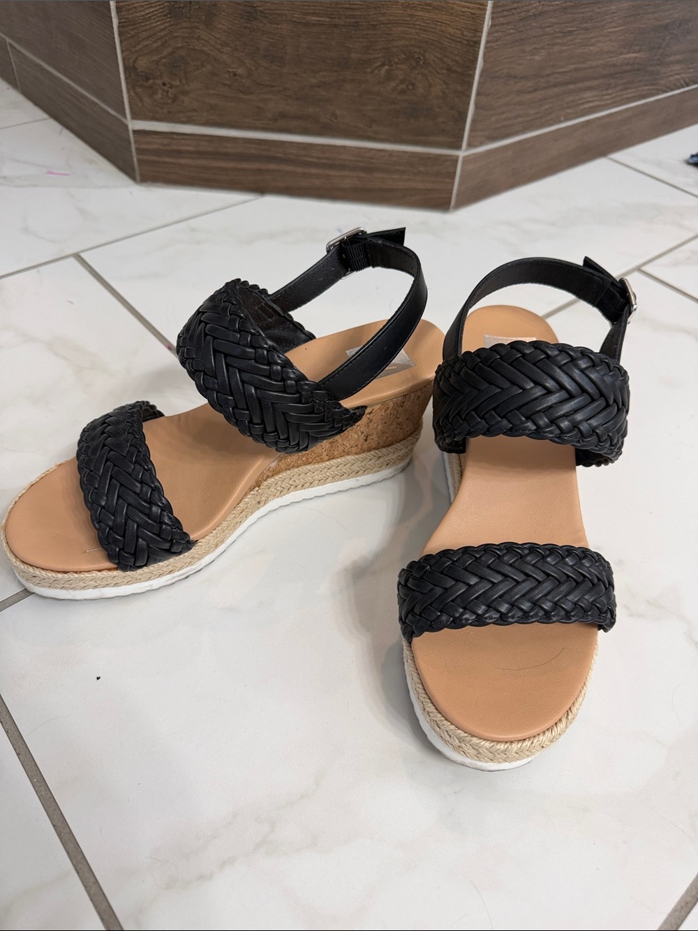 DV by Dolce Vita Black Braided Espadrille Wedge Sandals